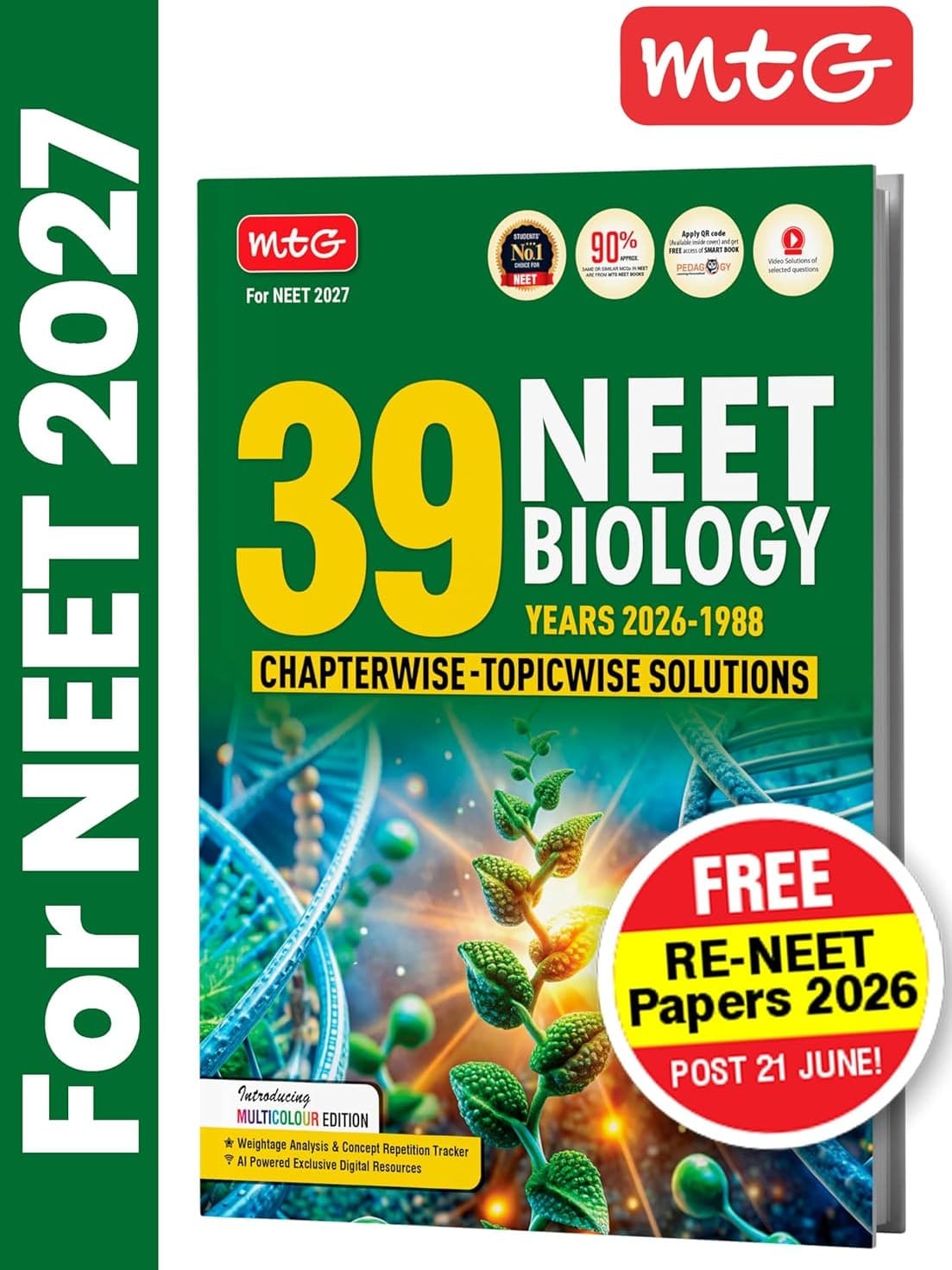 MTG NEET PYQ 39 Years Biology Book For 2026-2027 Exam | Chapterwise Topicwise Solved Question Papers By MTG Editorial Board